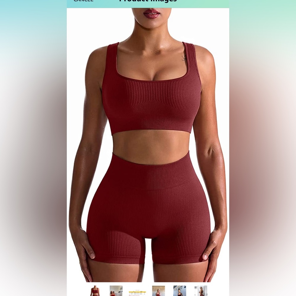 Amazon QQQ workout outfit set 2 piece